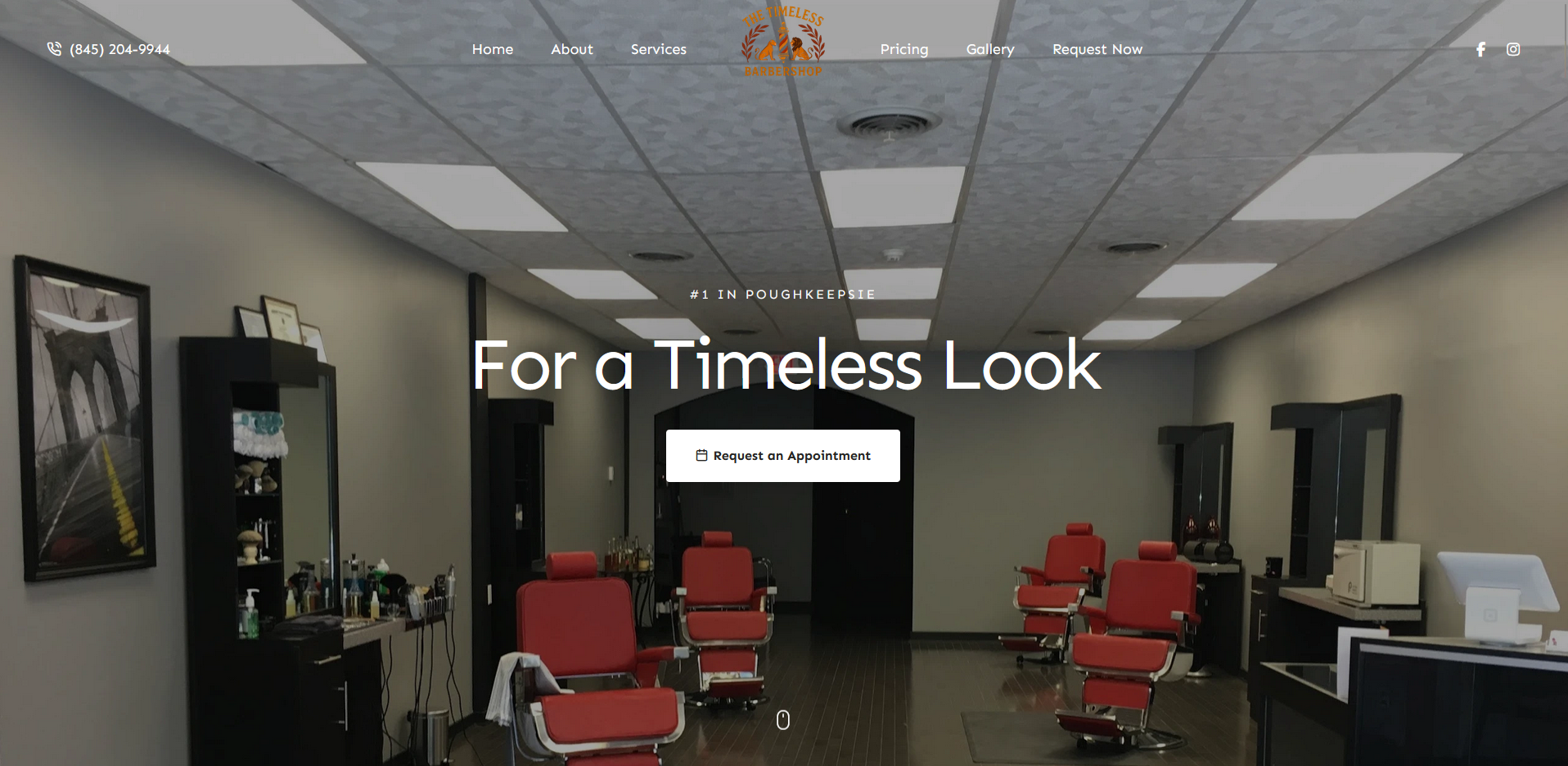 The Timeless Barbershop website designed by David